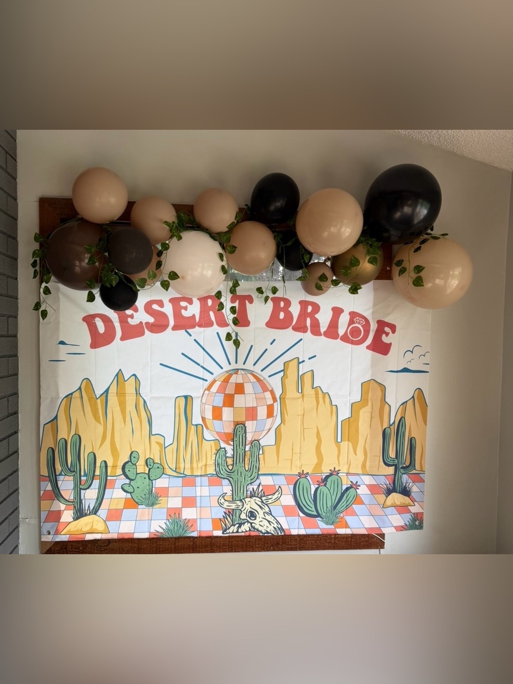 Desert Bride back drop. (Balloons and greenery not included!)